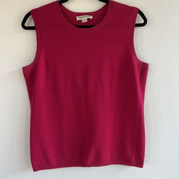 Vintage Pendelton Merino Wool Pullover Vest Women Medium Pink/Red Preppy Career - Picture 1 of 7